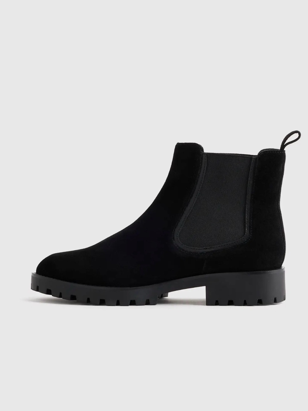 NWT Quince Black Suede Chelsea Lug Sole Ankle Boots - Women Size 10 - Picture 2 of 10